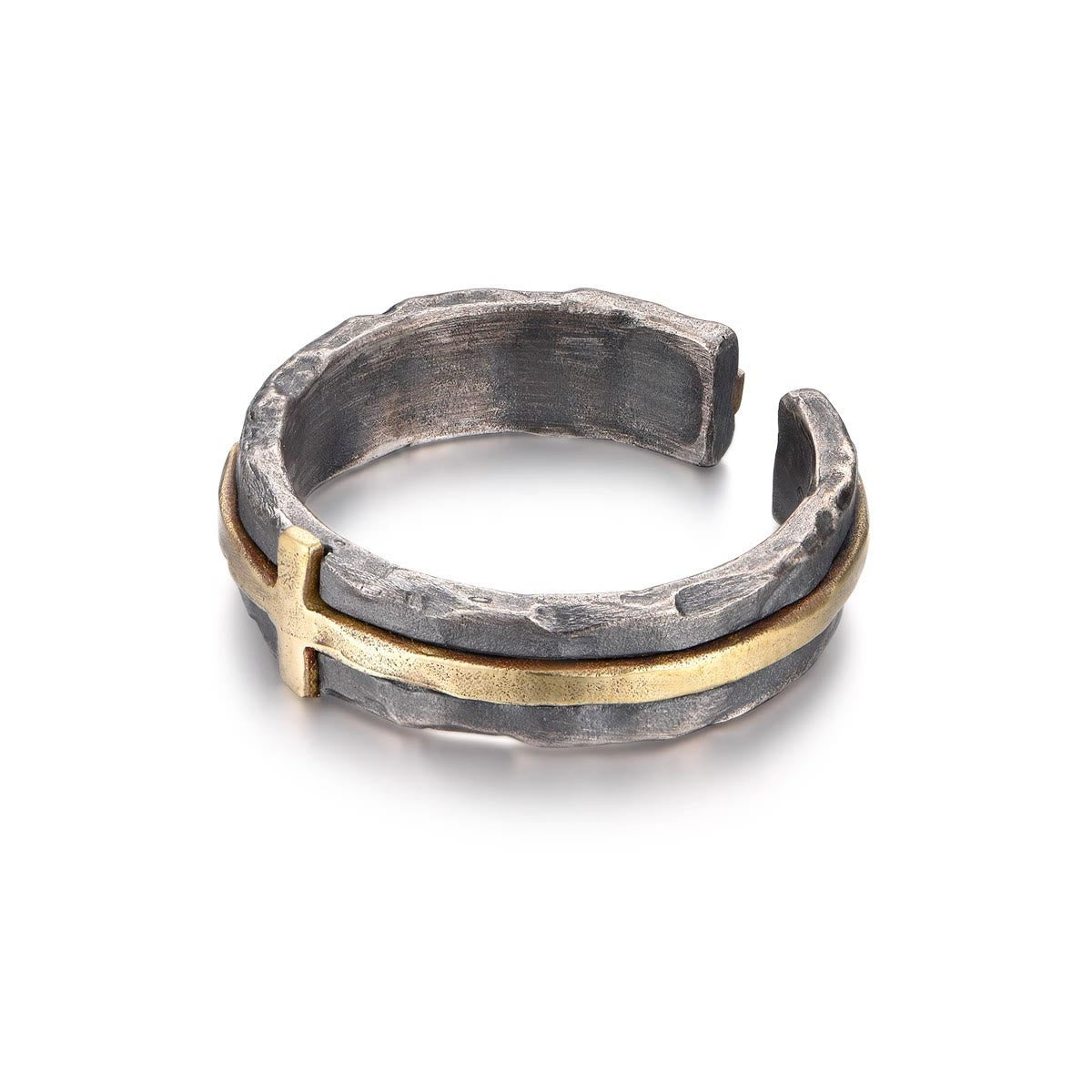 Anillo de cruz bendita rústico y elegante de estilo clásico
