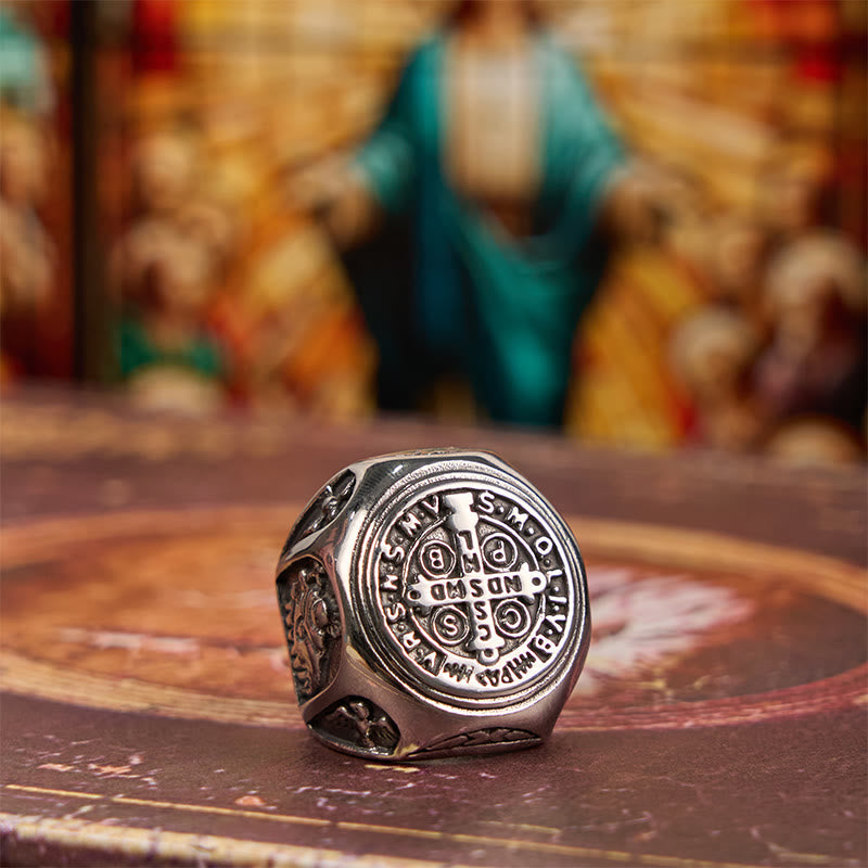 Anillo Bendición San Benito Cruz Estilo Clásico
