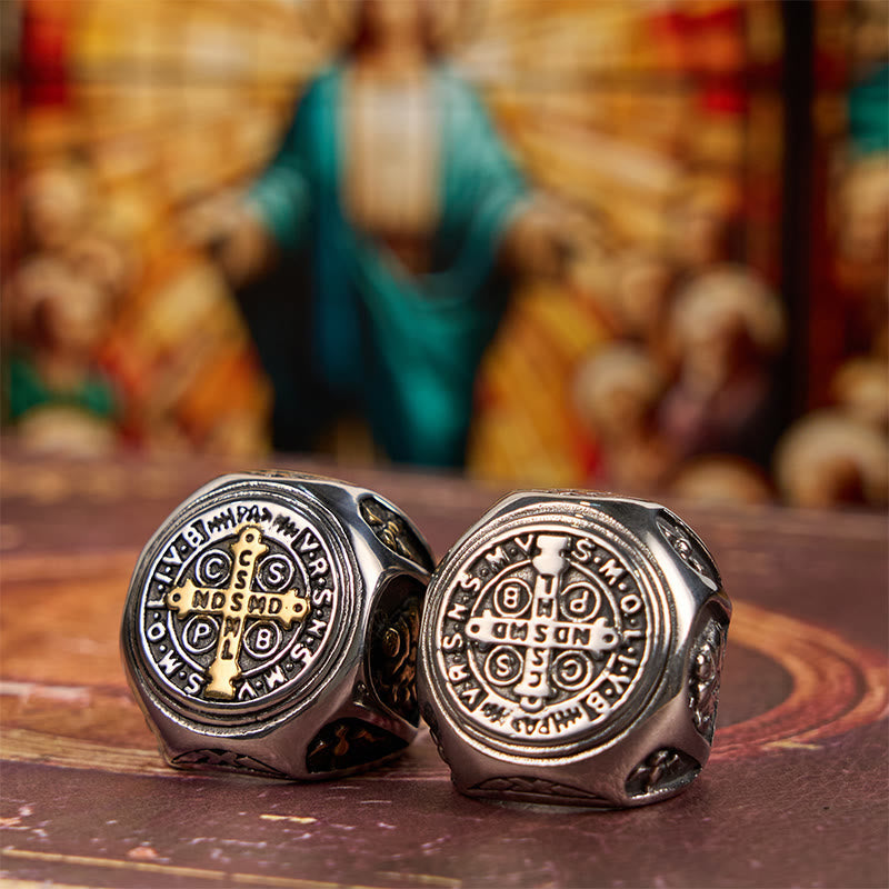 Anillo Bendición San Benito Cruz Estilo Clásico