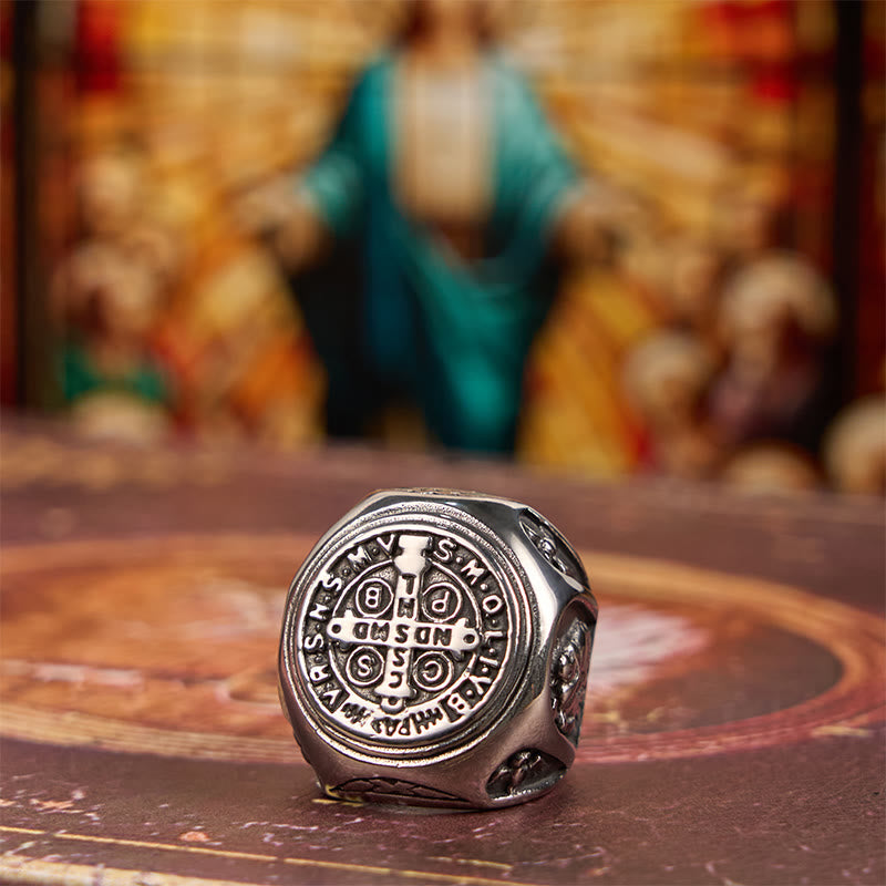Anillo Bendición San Benito Cruz Estilo Clásico