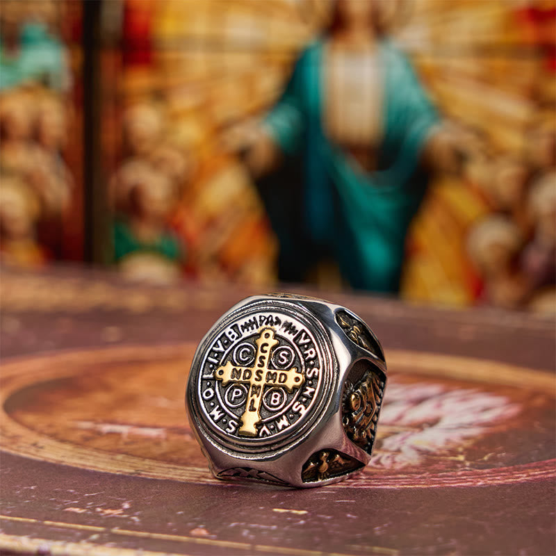 Anillo Bendición San Benito Cruz Estilo Clásico