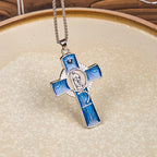 Collar con colgante de cruz de la Virgen María de Guadalupe de 6 colores
