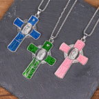 Collar con colgante de cruz de la Virgen María de Guadalupe de 6 colores