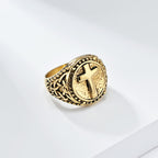 Anillo de alta resistencia estilo minimalista con la cruz de la fe divina