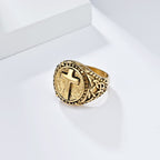 Anillo de alta resistencia estilo minimalista con la cruz de la fe divina