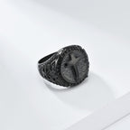 Anillo de alta resistencia estilo minimalista con la cruz de la fe divina