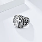 Anillo de alta resistencia estilo minimalista con la cruz de la fe divina