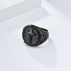 Anillo de alta resistencia estilo minimalista con la cruz de la fe divina