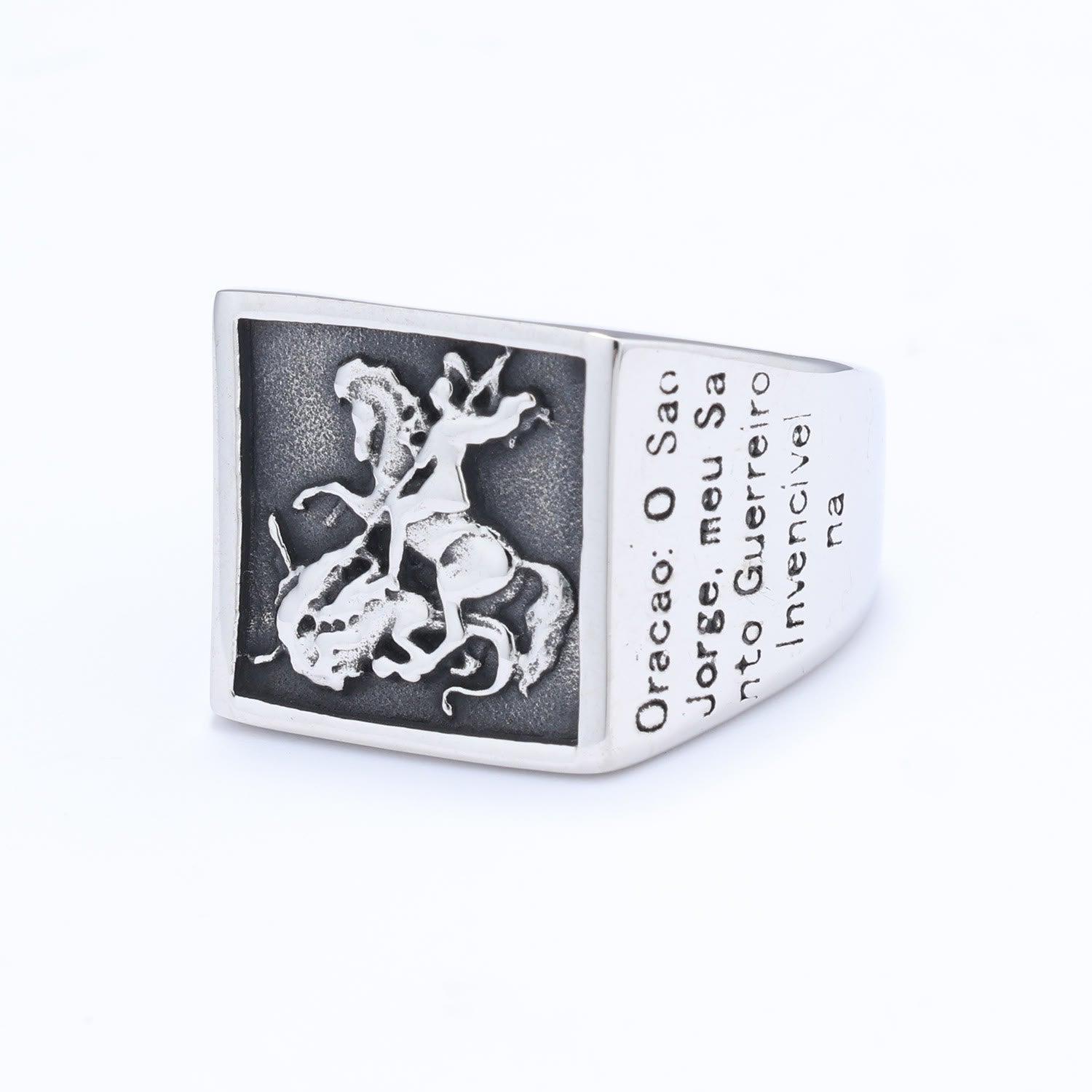 Anillo de Protección Divina San Jorge Guerrero Esclavo del Dragón Estilo Retro Clásico