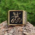 Anillo de Protección Divina San Jorge Guerrero Esclavo del Dragón Estilo Retro Clásico