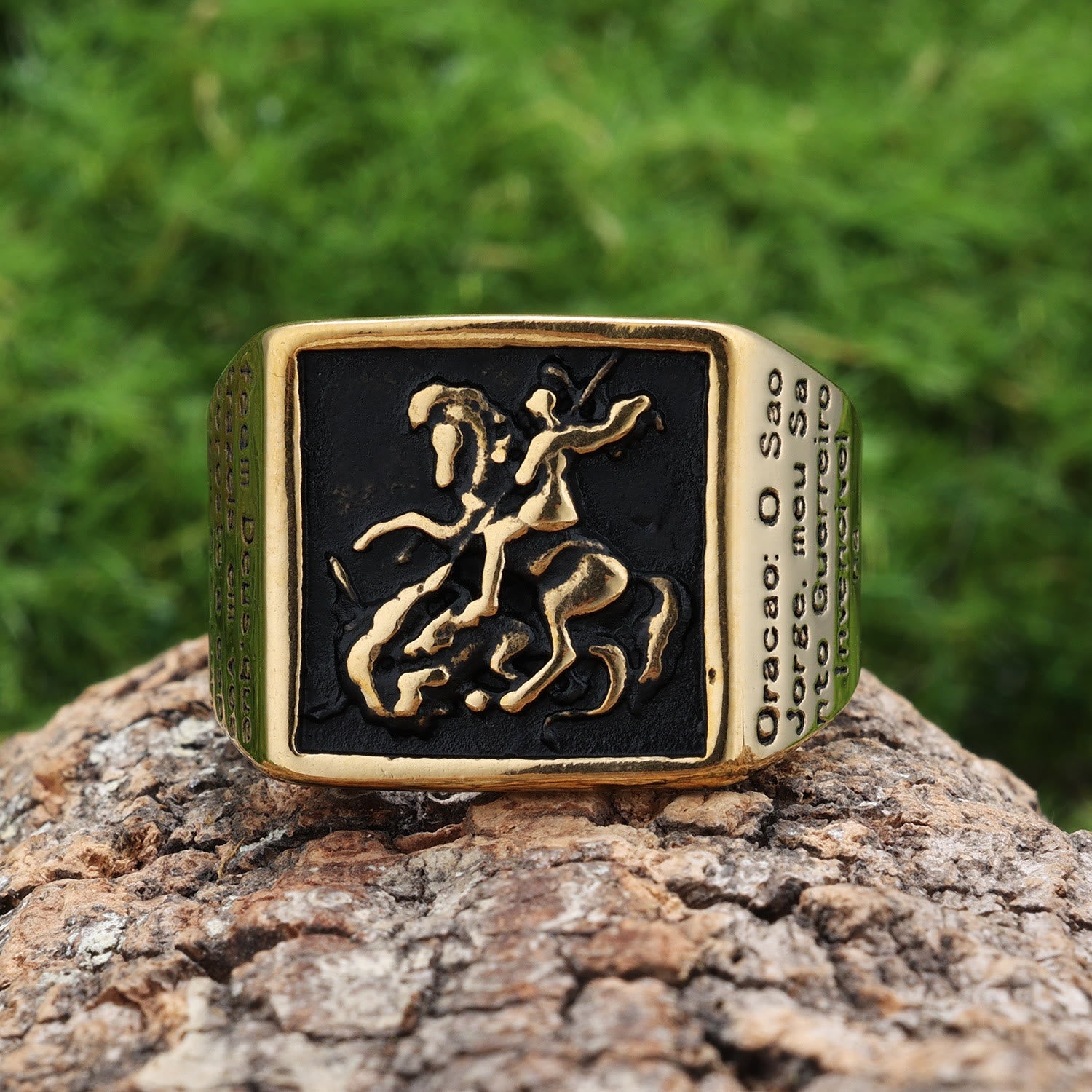 Anillo de Protección Divina San Jorge Guerrero Esclavo del Dragón Estilo Retro Clásico