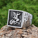 Anillo de Protección Divina San Jorge Guerrero Esclavo del Dragón Estilo Retro Clásico