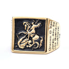 Anillo de Protección Divina San Jorge Guerrero Esclavo del Dragón Estilo Retro Clásico