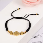 Pulsera de Cuerda Negra de San Benito con Trenzado de Acero Inoxidable