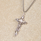 Collar con colgante de bendición de crucifijo de Jesús artesanal exclusivo estilo retro