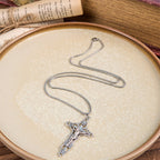 Collar con colgante de bendición de crucifijo de Jesús artesanal exclusivo estilo retro