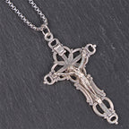 Collar con colgante de bendición de crucifijo de Jesús artesanal exclusivo estilo retro
