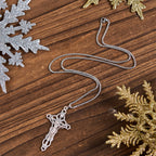 Collar con colgante de bendición de crucifijo de Jesús artesanal exclusivo estilo retro