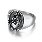 Anillo Clásico Retro Grabado de Acero Inoxidable con el Sagrado Corazón de Jesús