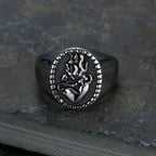 Anillo Clásico Retro Grabado de Acero Inoxidable con el Sagrado Corazón de Jesús