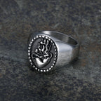 Anillo Clásico Retro Grabado de Acero Inoxidable con el Sagrado Corazón de Jesús