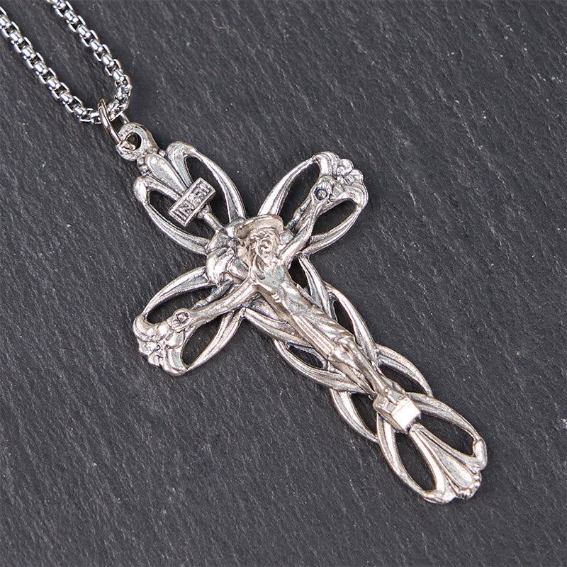 Retro Pattern Exclusive Craft Jesus Crucifix Amulet Pendant Necklace