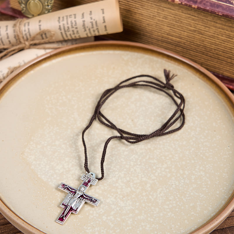 Collar con colgante de la Cruz de San Damián de San Francisco de Asís | Símbolo de fe y paz