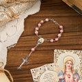 Rosario de Cadena de Aleación Rosa Redonda de 8mm del Inmaculado Corazón de María