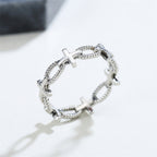 Anillo de fe con cruz grabada de estilo retro minimalista