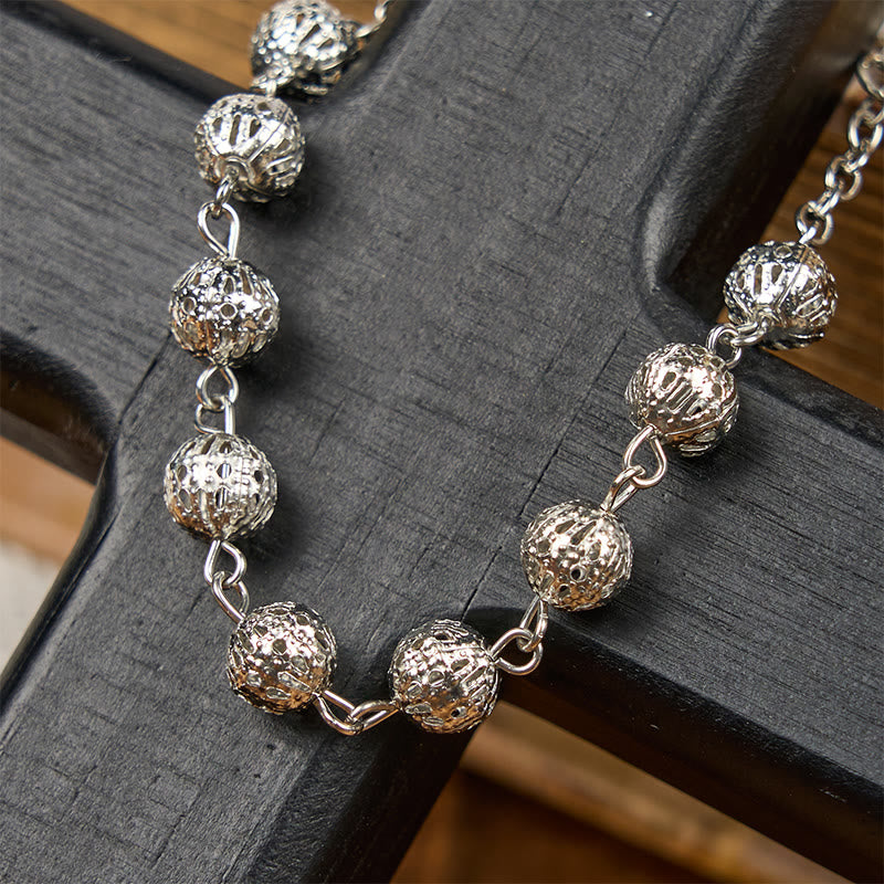 Medalla Milagrosa y Crucifijo Pulsera Casual Sencilla Ajustable