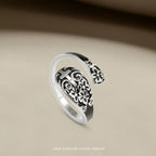 Anillo Ajustable de Plata de Ley 925 Grabado con Cruz - Elegancia en Devoción