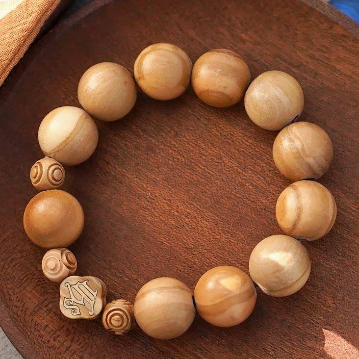 Pulsera de madera de olivo Rosario de rosas Pulsera elástica portátil