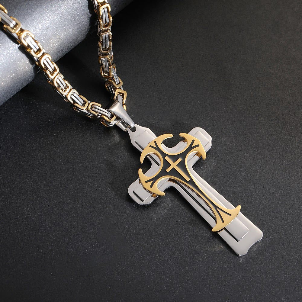 Collar de cruz de 3 colores "Fe y Coraje": Abraza el poder de la creencia