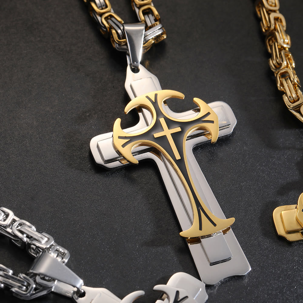 Collar de cruz de 3 colores "Fe y Coraje": Abraza el poder de la creencia