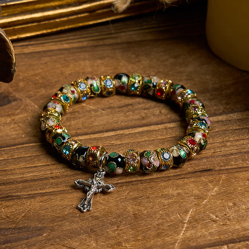 Pulsera artesanal de cloisonné con cuentas «Fe eterna»: un testimonio de la presencia de Cristo