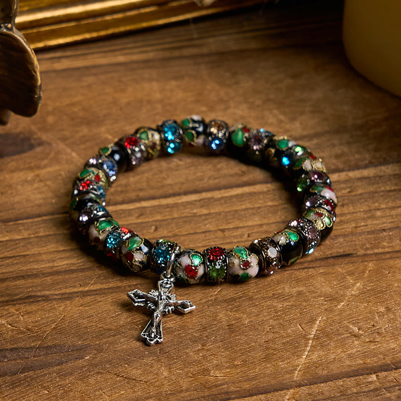 Pulsera artesanal de cloisonné con cuentas «Fe eterna»: un testimonio de la presencia de Cristo