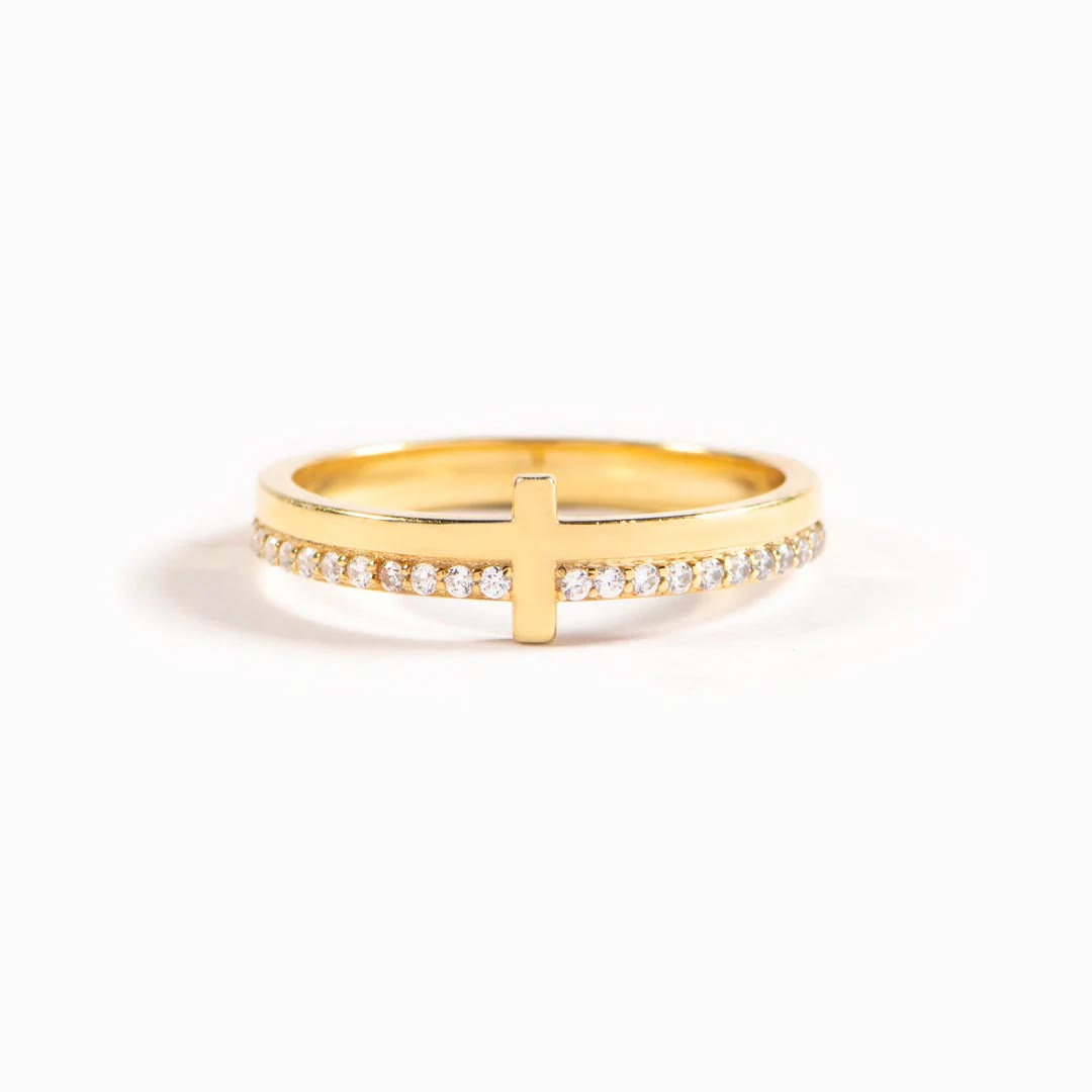 Anillo de plata 925 JESÚS y Cruz "Ora" - Atrayendo Poder Divino a través de la Fe