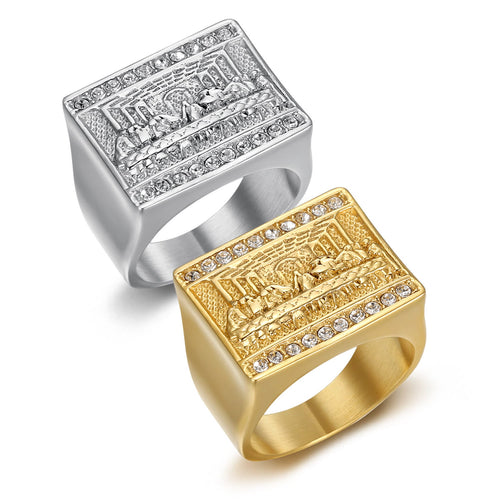 Anillo de la Última Cena vintage y clásico de 2 colores: un símbolo de devoción y herencia