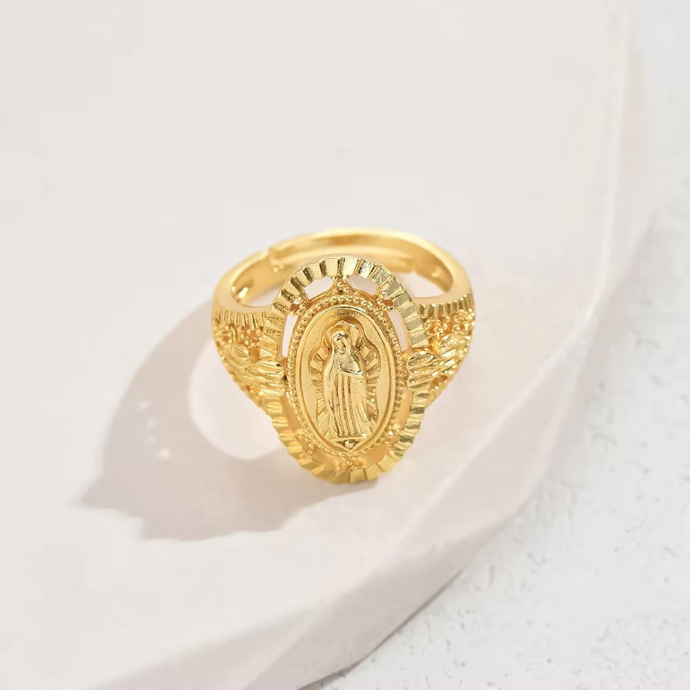 El Anillo de Nuestra Señora de Guadalupe de Estilo Vintage y Clásico: Un Homenaje Atemporal a la Fe y la Elegancia