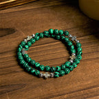 Cuentas de malaquita verde cruzadas I Love Jesus Pulsera de rosario de fe