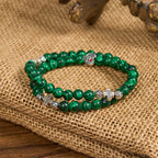 Cuentas de malaquita verde cruzadas I Love Jesus Pulsera de rosario de fe