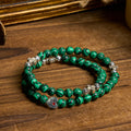 Cuentas de malaquita verde cruzadas I Love Jesus Pulsera de rosario de fe