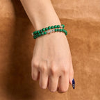 Cuentas de malaquita verde cruzadas I Love Jesus Pulsera de rosario de fe