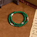 Cuentas de malaquita verde cruzadas I Love Jesus Pulsera de rosario de fe