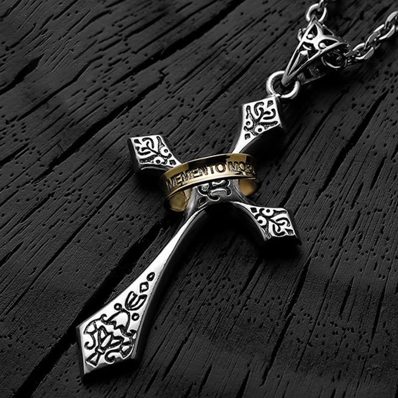 Collar con crucifijo moderno y minimalista de plata de ley 925: un símbolo de talismán oscuro