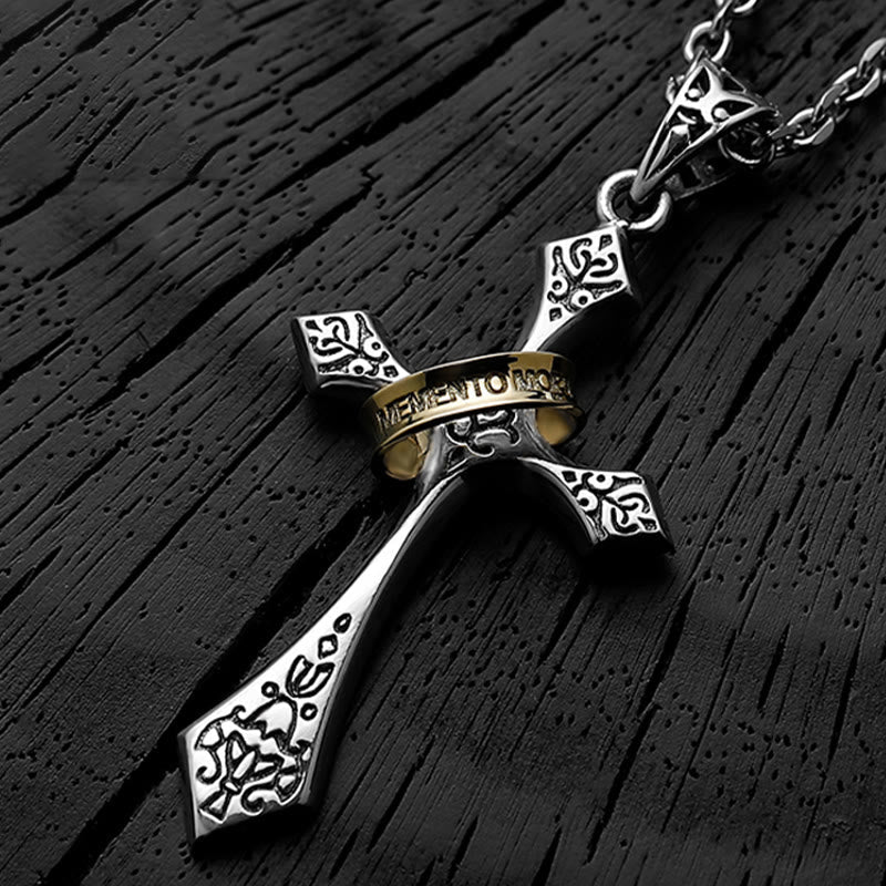Collar con crucifijo moderno y minimalista de plata de ley 925: un símbolo de talismán oscuro