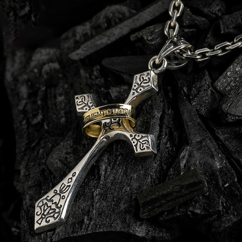 Collar con crucifijo moderno y minimalista de plata de ley 925: un símbolo de talismán oscuro