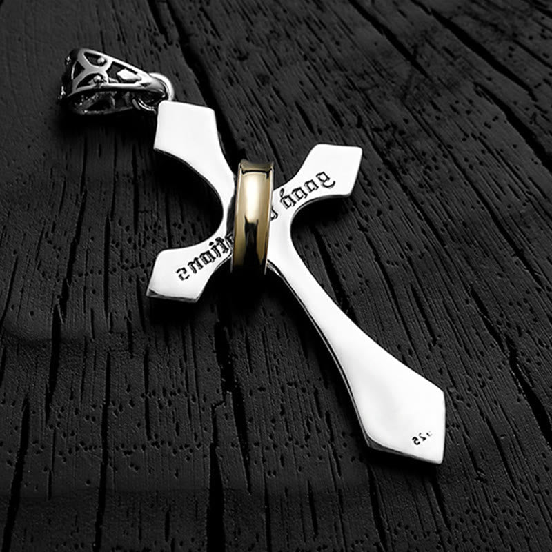 Collar con crucifijo moderno y minimalista de plata de ley 925: un símbolo de talismán oscuro