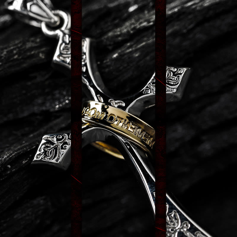 Collar con crucifijo moderno y minimalista de plata de ley 925: un símbolo de talismán oscuro