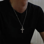 Collar de Crucifijo Clásico y Vintage de Plata de Ley 925 Victoria de la Vida: Emblema del Triunfo Divino
